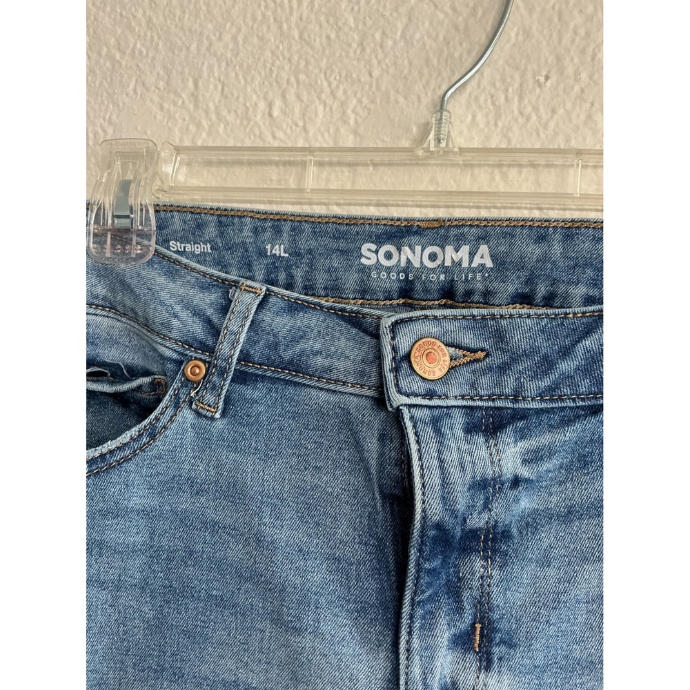 Sonoma Straight Leg Jeans 14L Medium Wash Blue Denim Stretch Tall Long - Picture 3 of 8